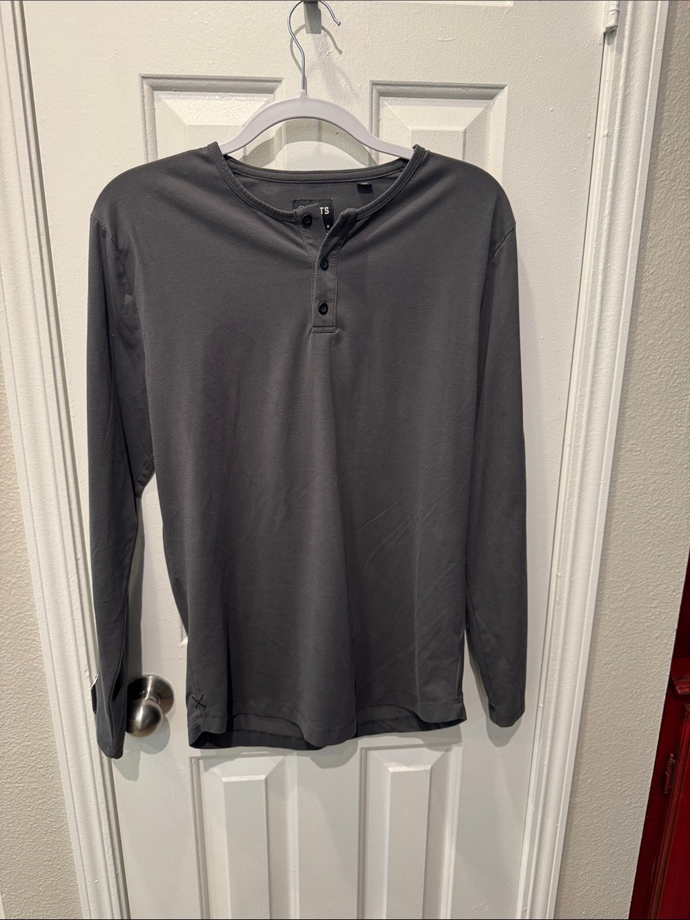 Cuts Clothing Men's Long Sleeve Henley - Charcoal Gray